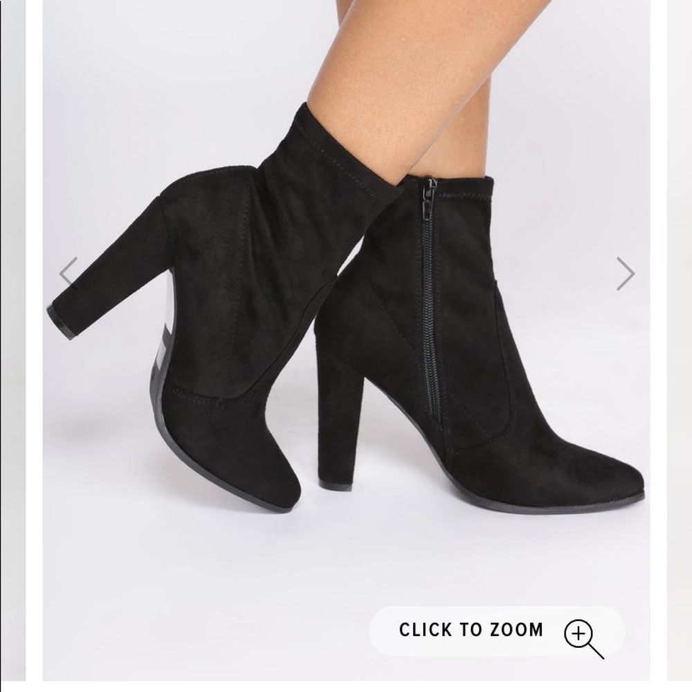 Black High Heeled Sock Bootie